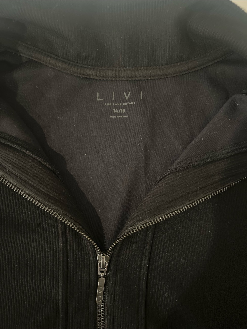 Lane Bryant Livi Black Ribbed Zip-Front Bomber Jacket